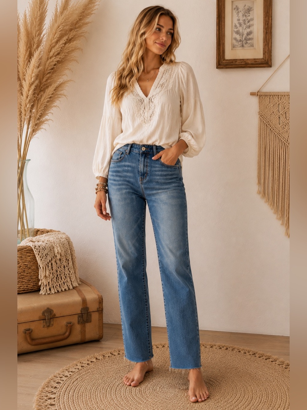 J. Jill Women's Straight Leg Jeans in Medium Blue Wash